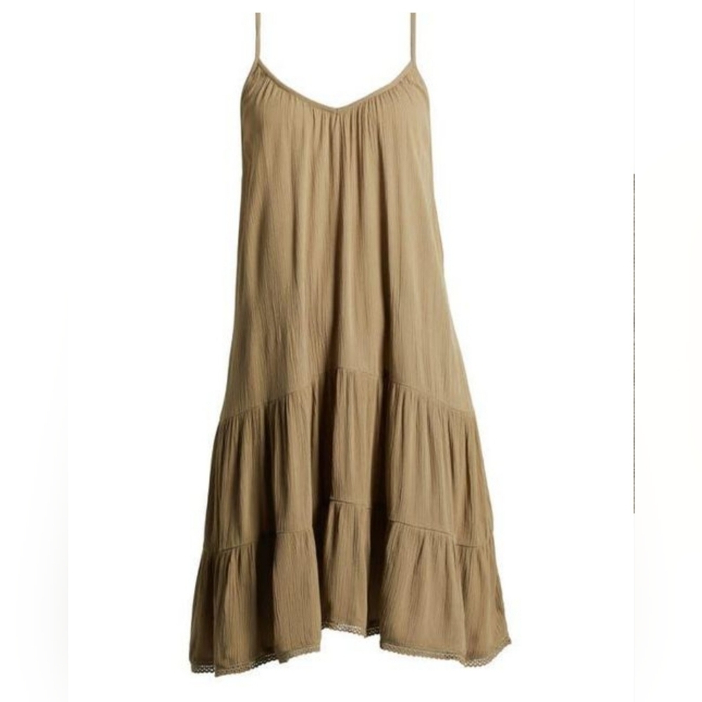 Nordstrom Olive Tiered Slip Dress | Size M